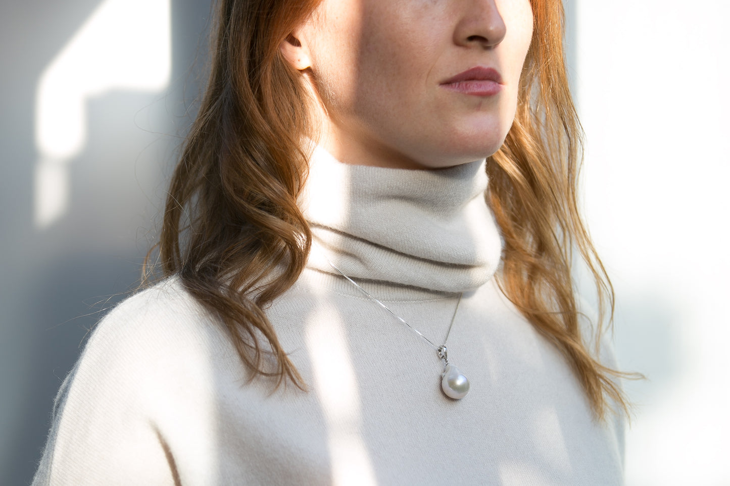 Decus large baroque cultured freshwater pearl pendant on sterling silver bale and sterling silver chain