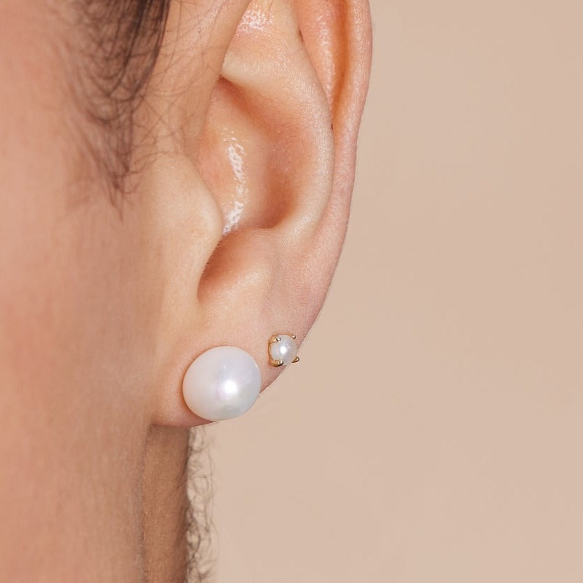Margarita white irregular cultured freshwater pearl stud earrings