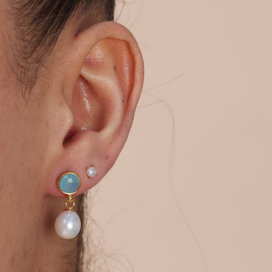 Clara cerulean & cultured freshwater pearl drop earrings