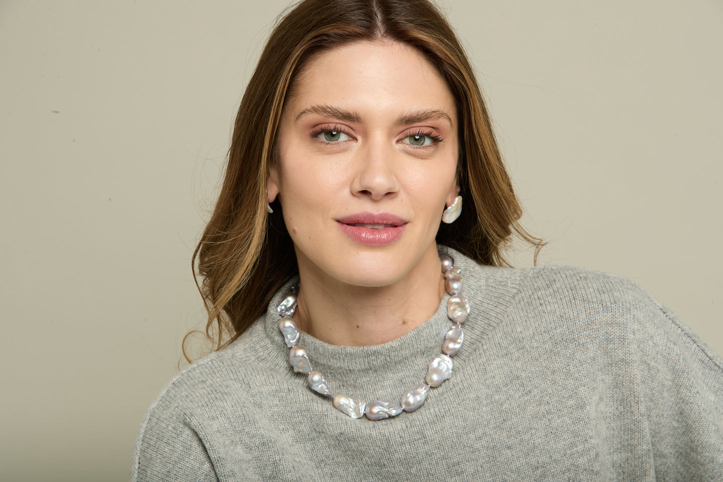 Decus large grey cultured freshwater 'fireball' pearl necklace