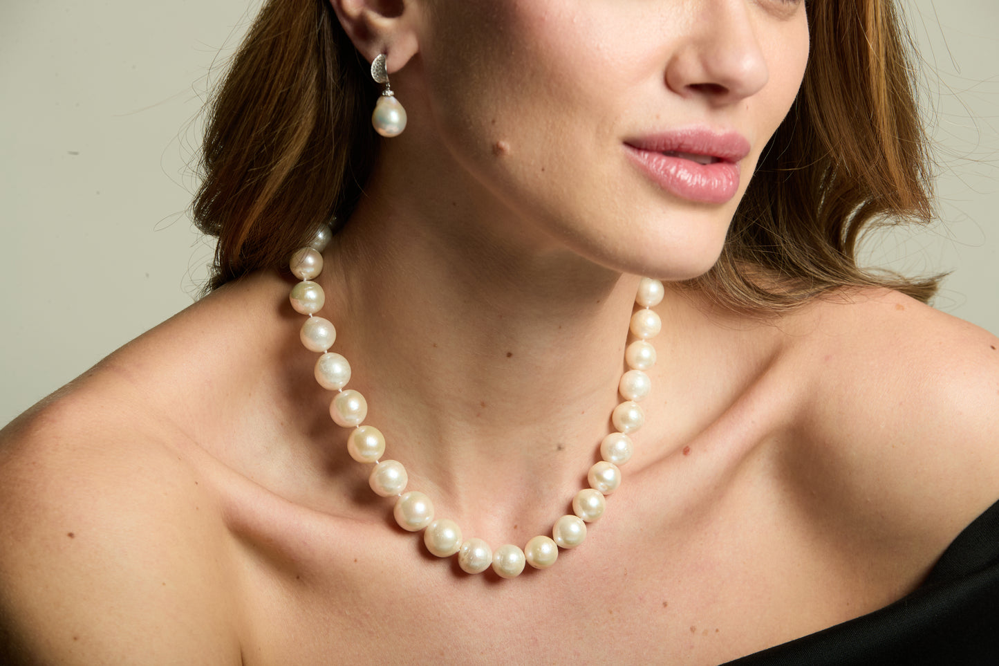 Stella Curved Pave Earrings With Baroque Cultured Freshwater Pearls