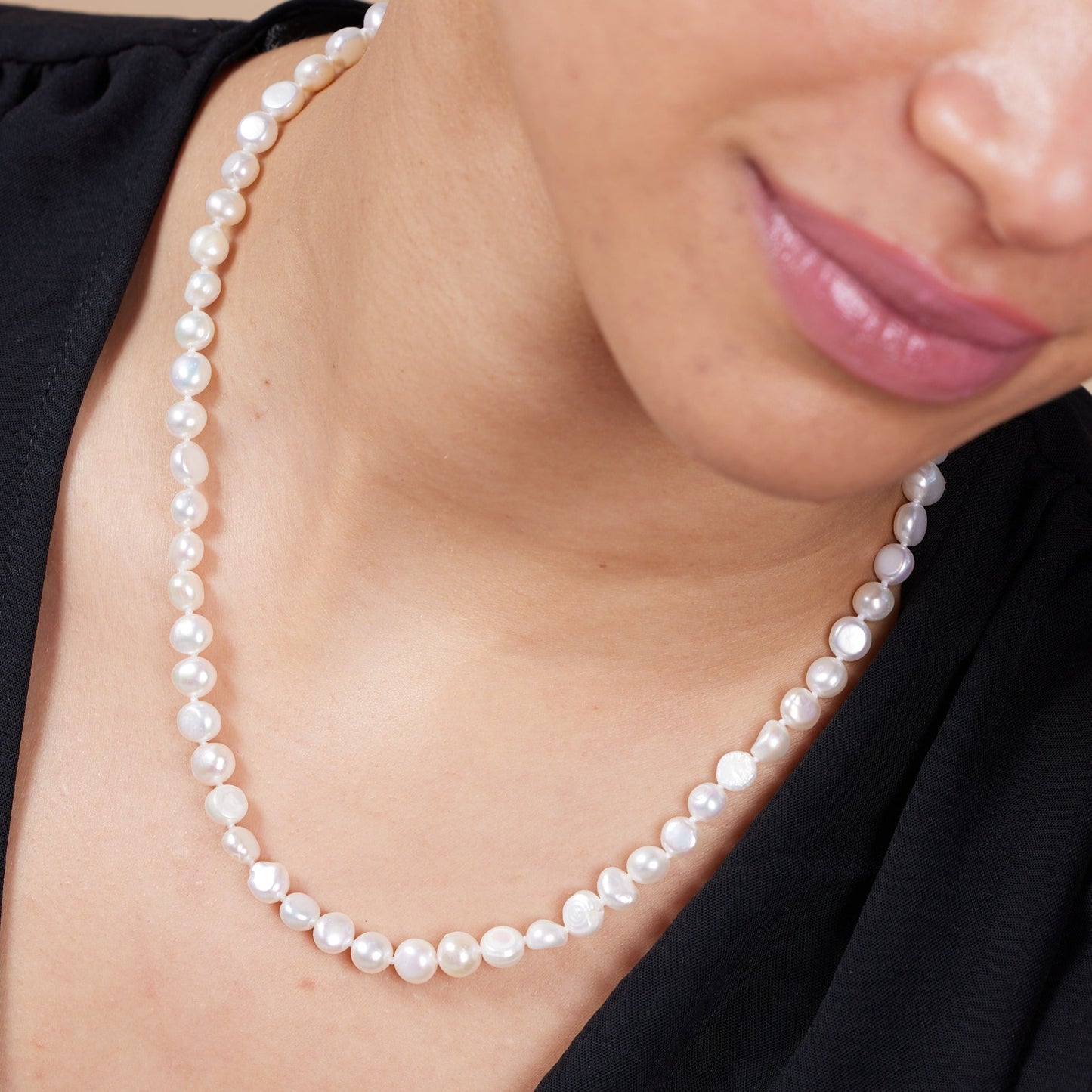 Margarita white irregular cultured freshwater pearl necklace