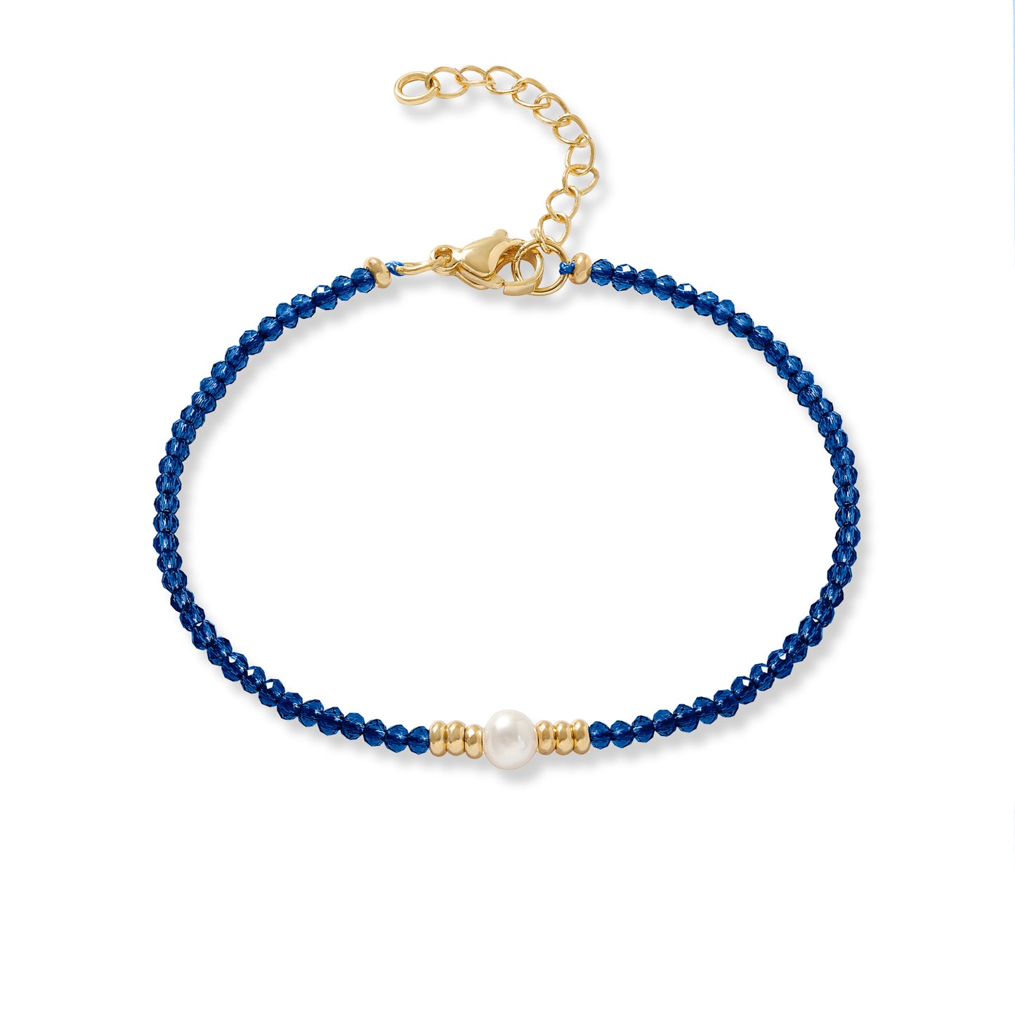 Clara fine blue spinel bracelet with central cultured freshwater pearl