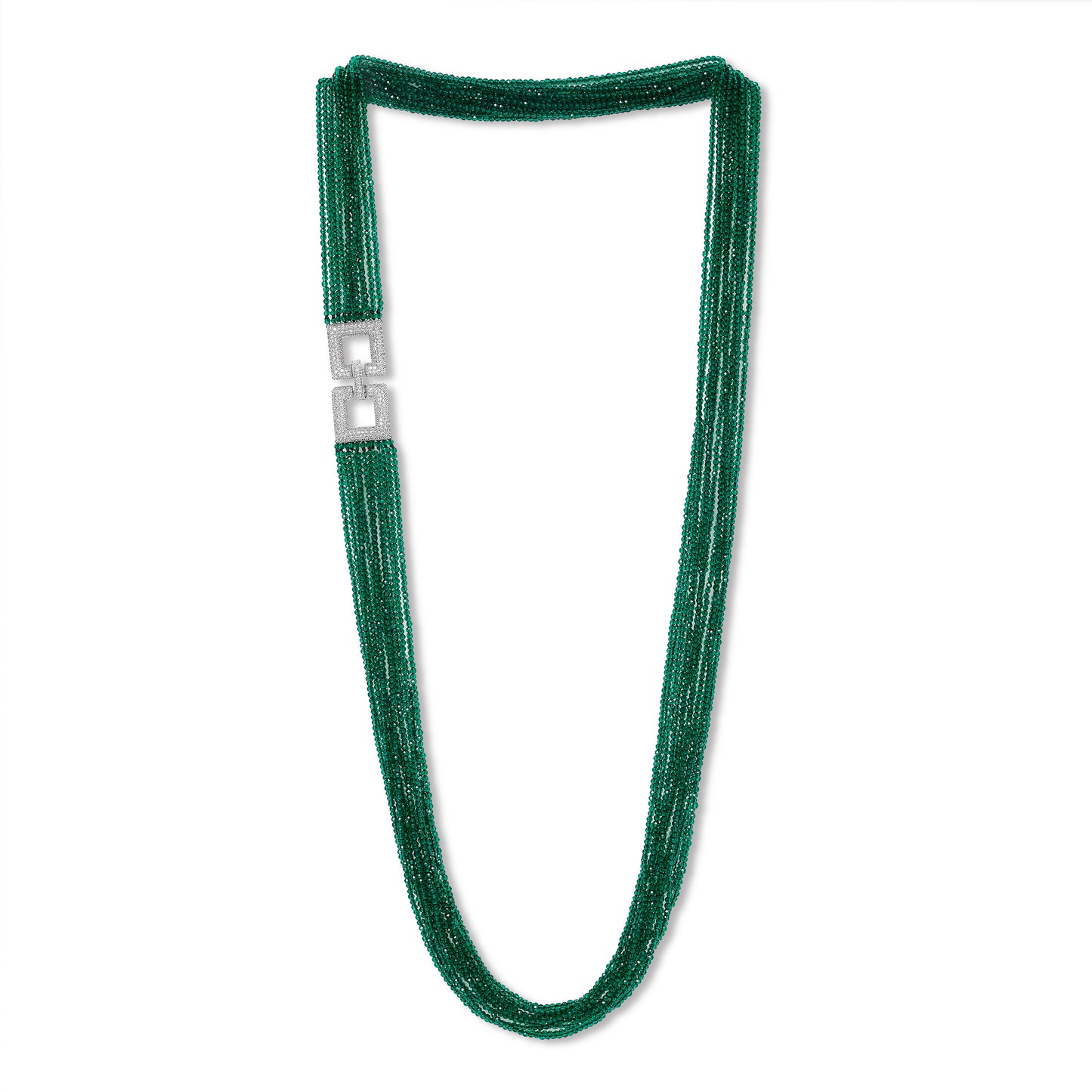 Clara fine green crystal multi-strand necklace with pave feature clasp