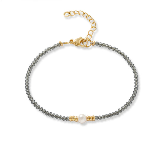 Clara fine grey spinel bracelet with central cultured freshwater pearl