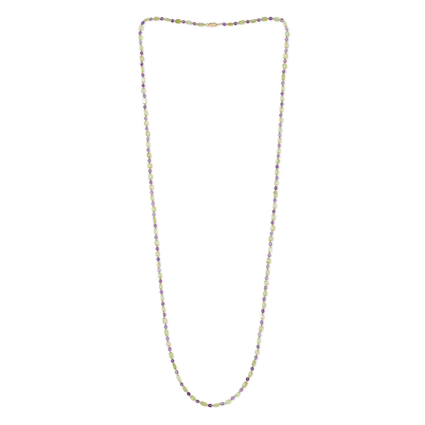 Clara long fine peridot & amethyst necklace