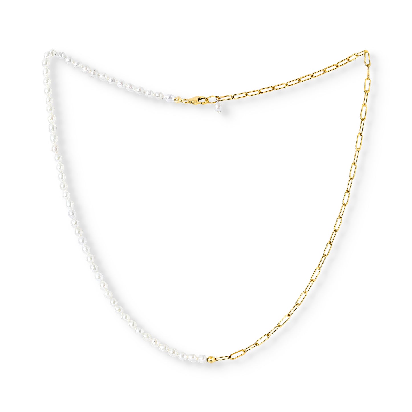Credo oval cultured freshwater pearl & gold link chain necklace