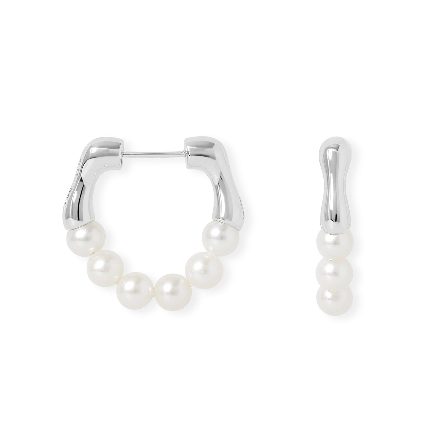 Credo sterling silver bamboo hoops with cultured freshwater pearls