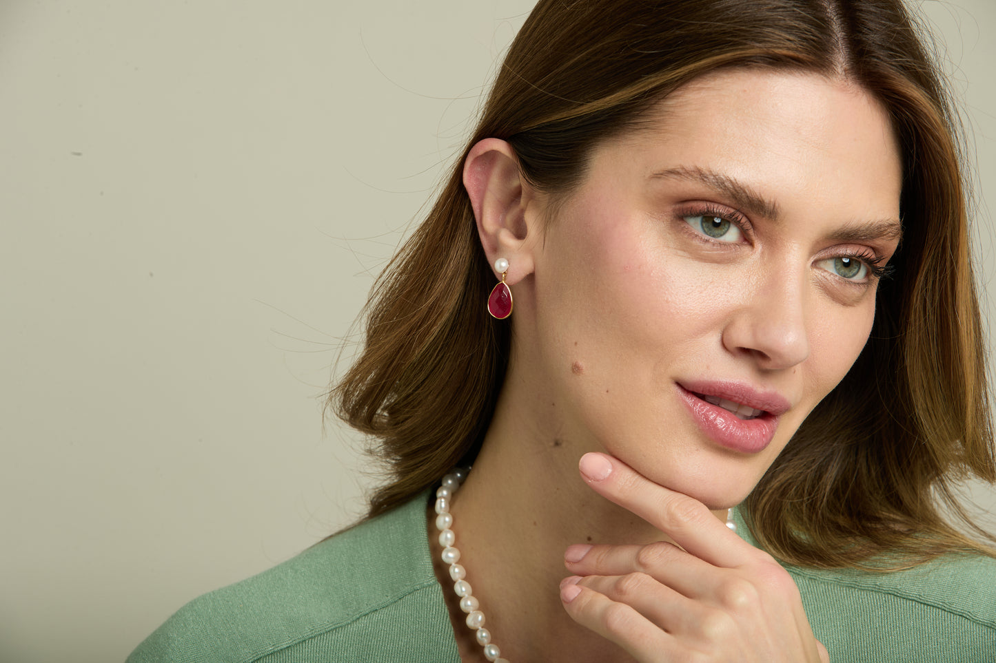 Clara Cultured Freshwater Pearl & Ruby Quartz Drop Earrings