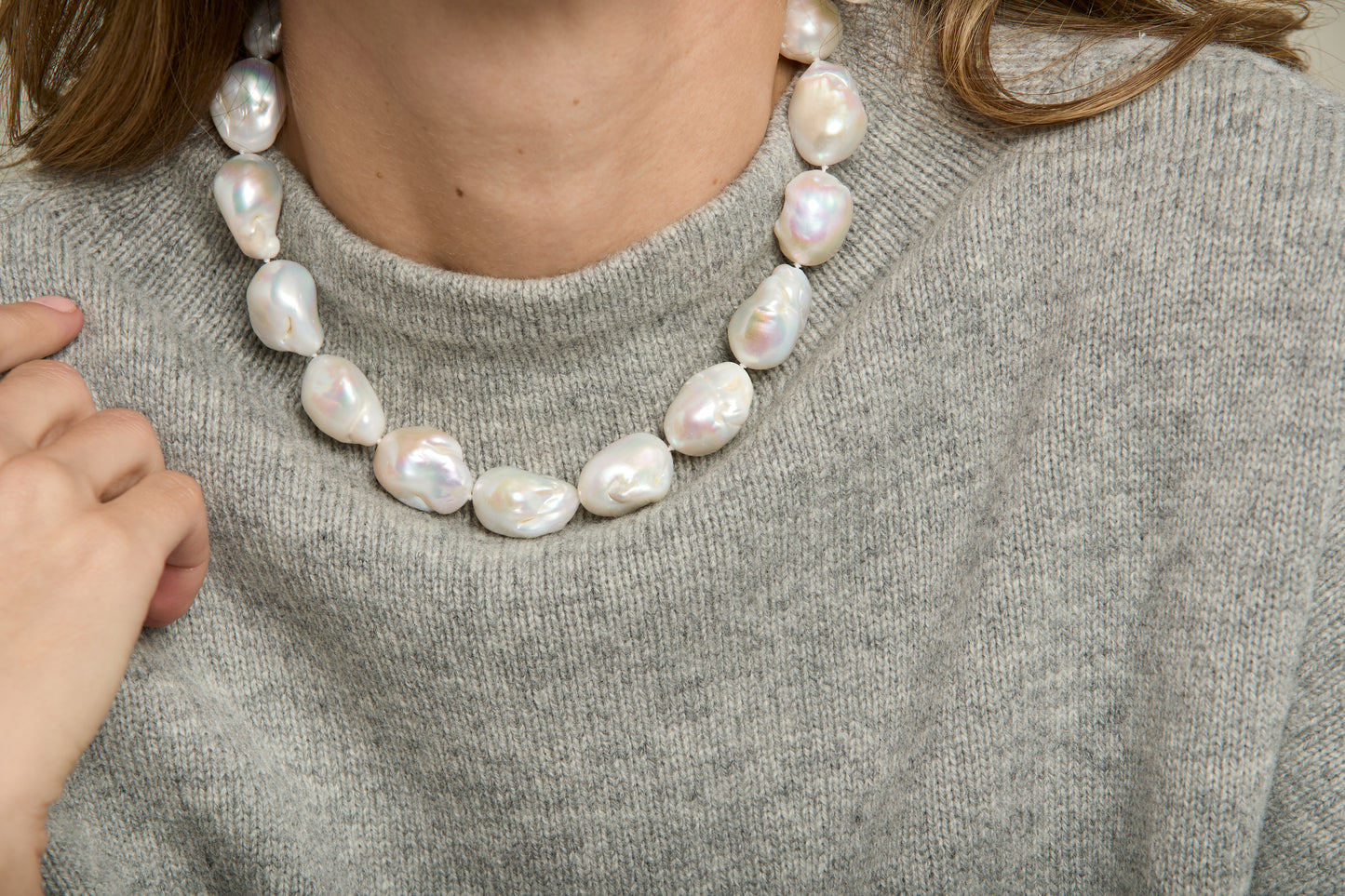 Decus large cultured freshwater 'fireball' pearl necklace