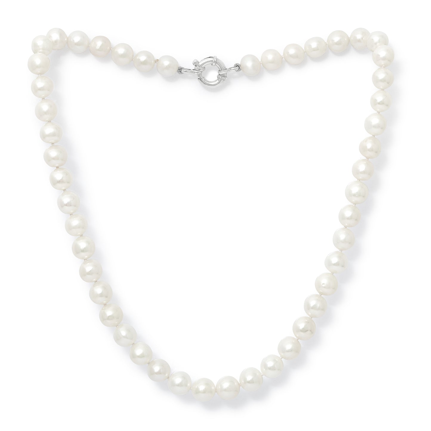 Gratia White Cultured Freshwater Pearl Necklace With Sterling Silver Spring Clasp