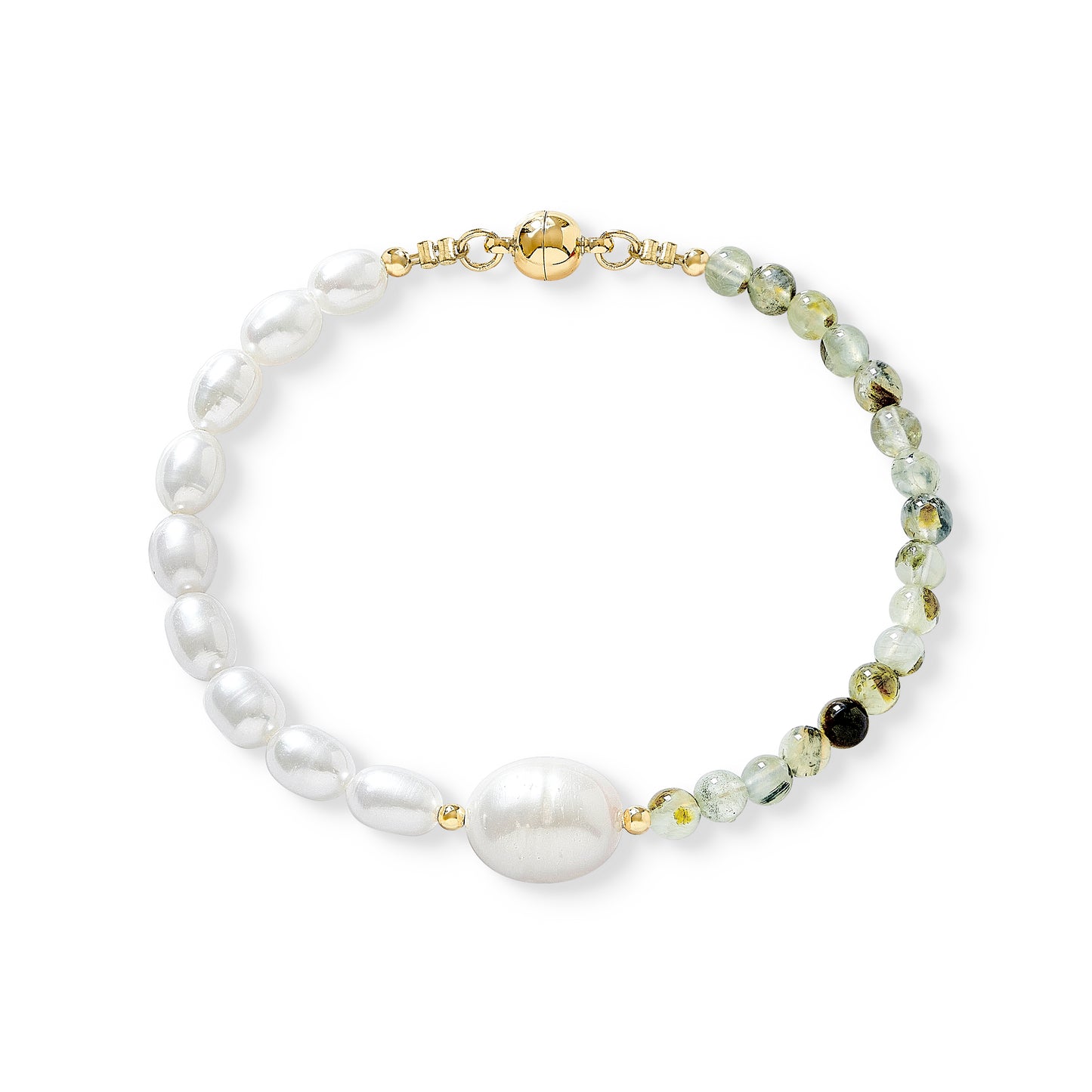 Nova single strand prenite & cultured freshwater pearl bracelet
