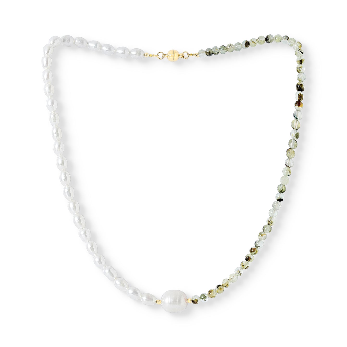 Nova single strand prenite & cultured freshwater pearl necklace