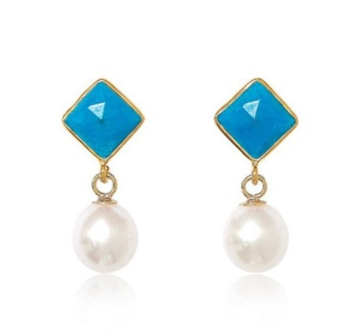 Nova diamond-shaped turquoise cultured freshwater pearl drop
