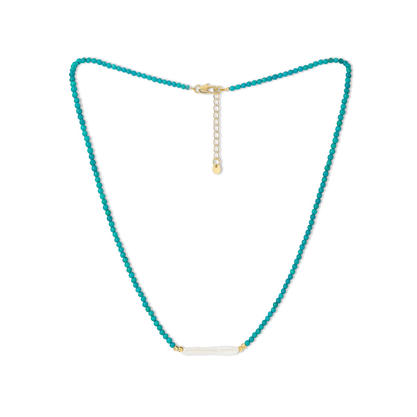 Nova fine necklace with dyed turquoise & 'stick' cultured freshwater pearl
