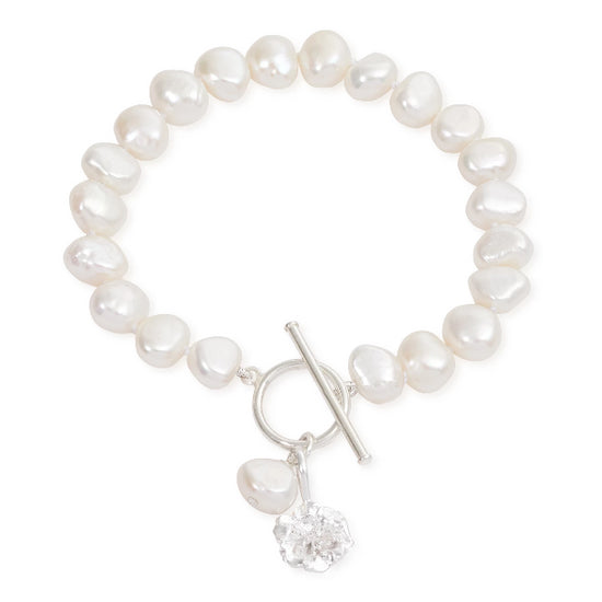 Vita cultured Freshwater Pearl Bracelet with Silver Cherry Blossom Charm
