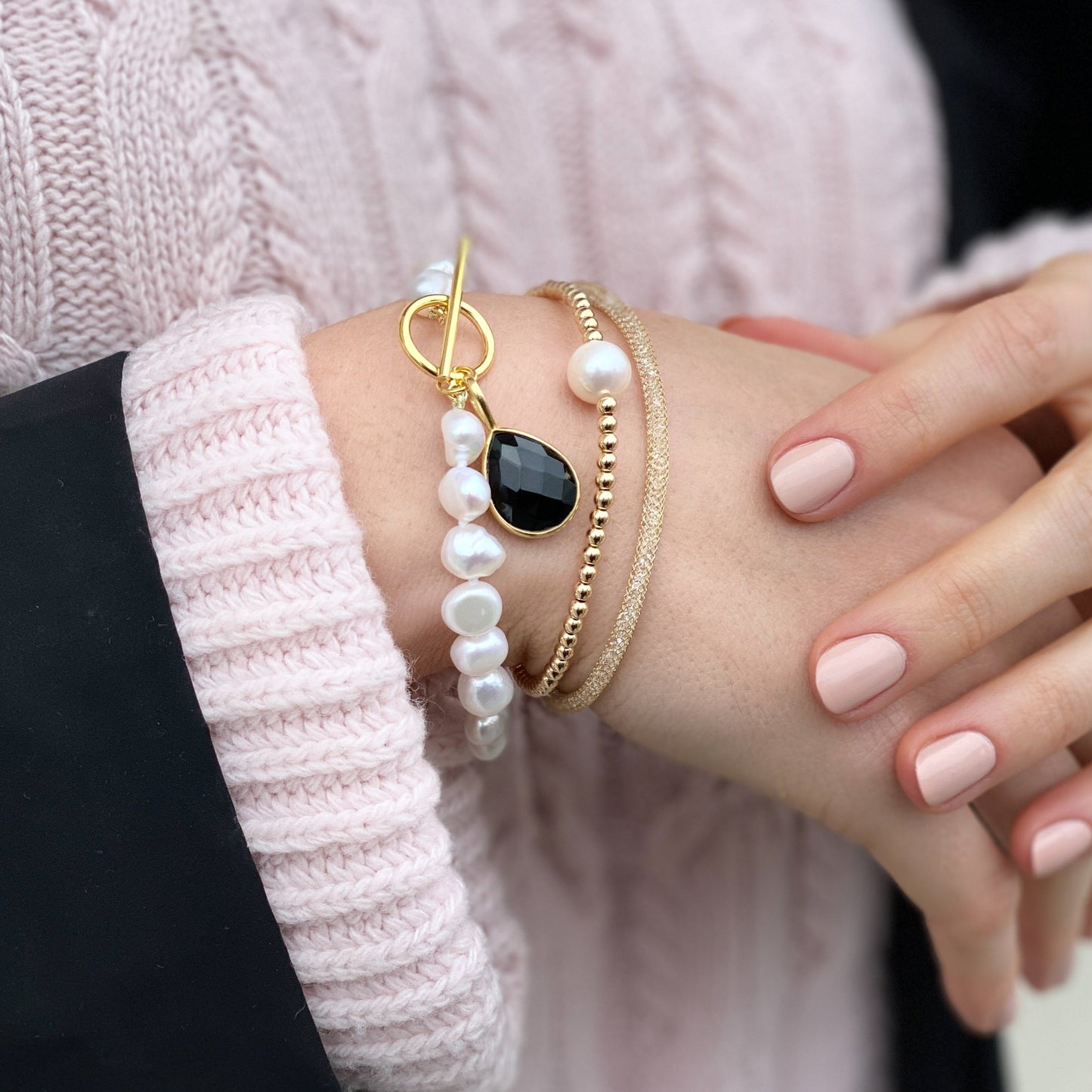 Credo gold mesh crystal bracelet