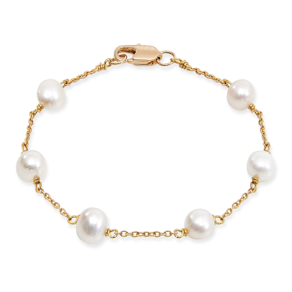 Gratia gold plated sterling silver bracelet with white cultured freshwater pearls