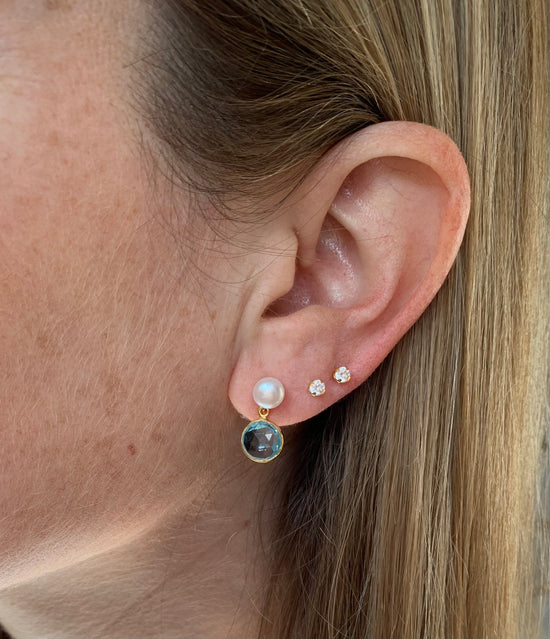 Nova blue topaz & cultured freshwater pearl drop earrings