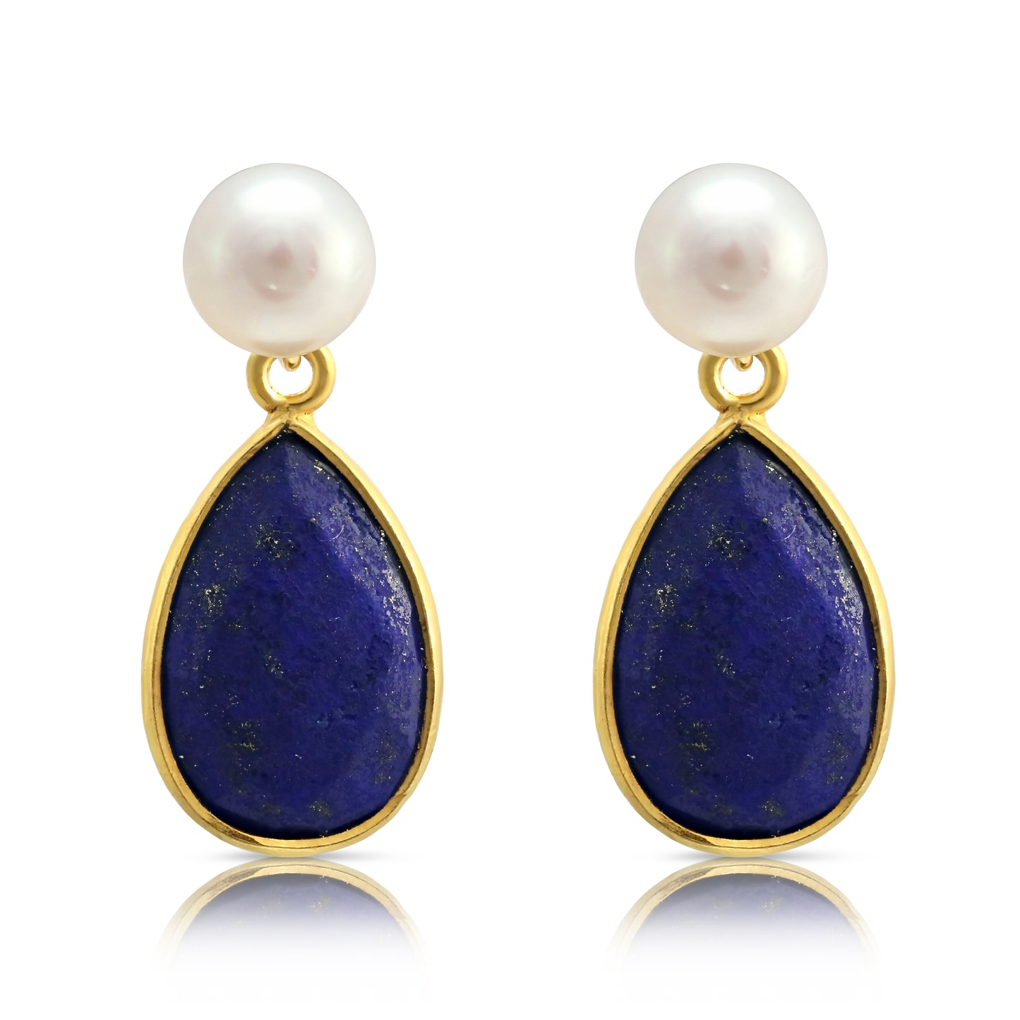 Clara Cultured Freshwater Pearl & Lapis Lazuli Drop Earrings