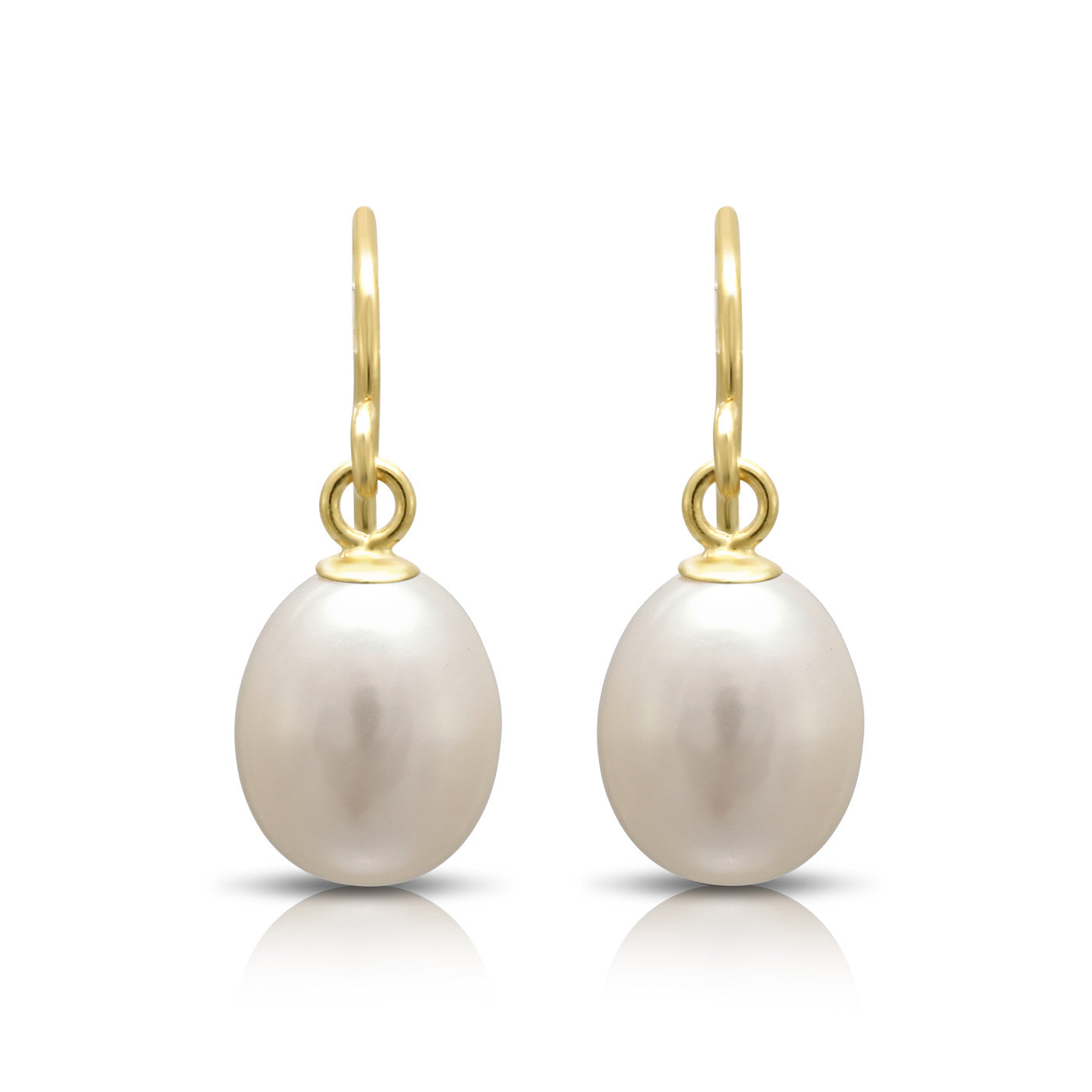 Gratia white teardrop cultured freshwater pearl earrings
