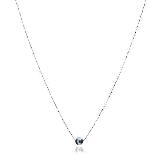 Gratia sterling silver chain with central black cultured freshwater pearl