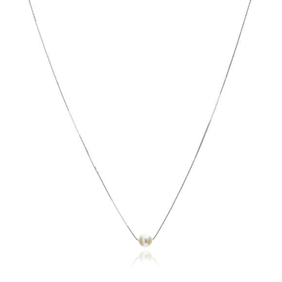 Gratia sterling silver chain with central white cultured freshwater pearl