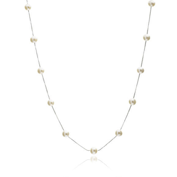 Gratia sterling silver chain necklace with cultured freshwater pearls