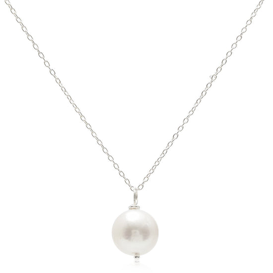 Credo almost round cultured freshwater pearl pendant on silver chain