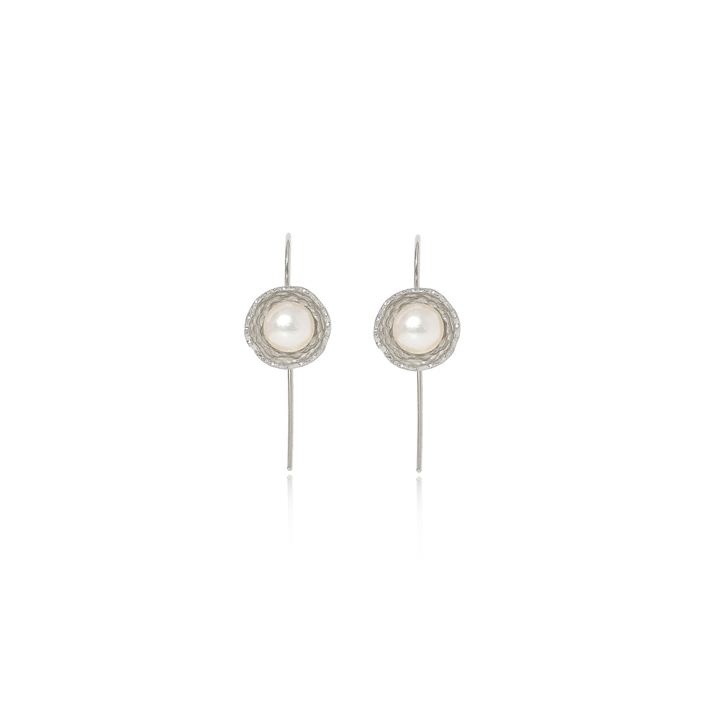 Vita Silver Buttercup Drop Earrings With Cultured Freshwater Pearls