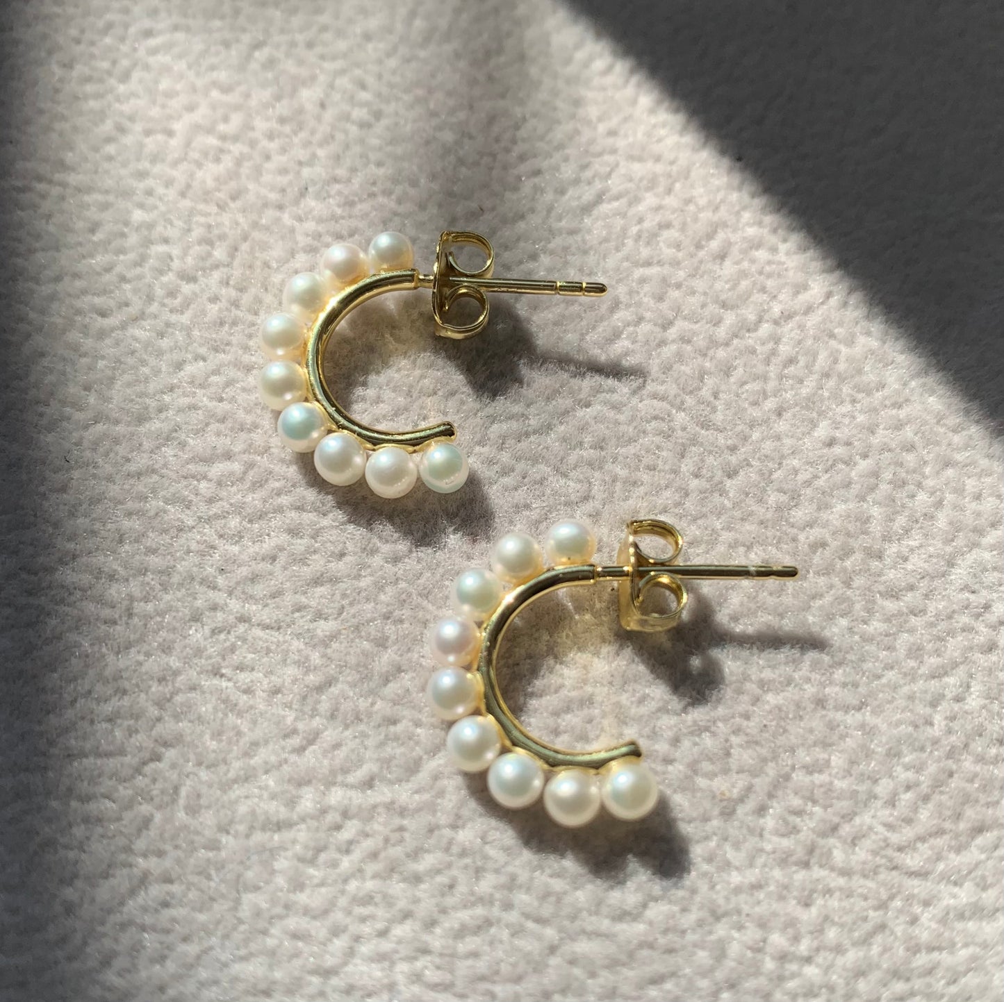 Credo Small Gold Vermeil Hoop Earrings with Small Cultured Freshwater Pearls