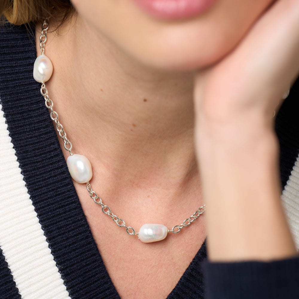 
                  
                    Decus silver necklace with cultured irregular freshwater pearls
                  
                