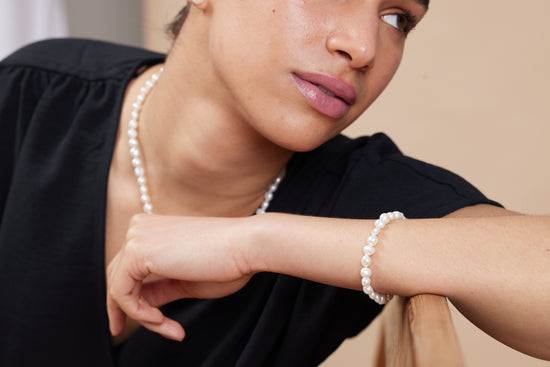 Margarita white freshwater irregular-shaped pearl bracelet