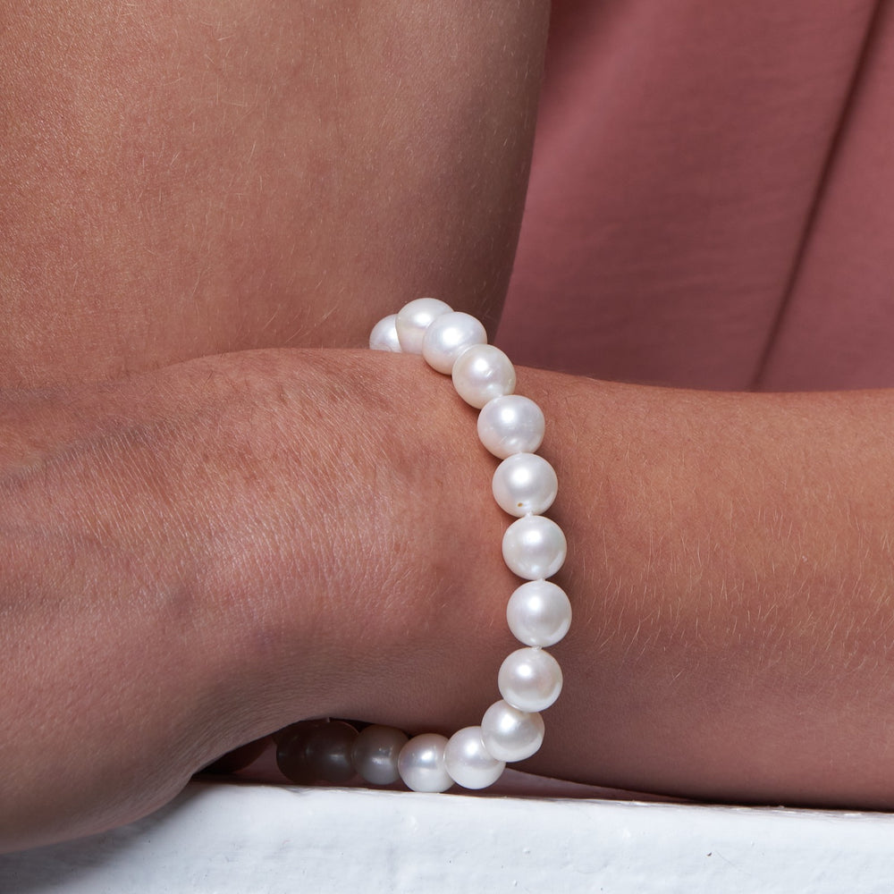 
                  
                    Gratia white cultured freshwater pearl bracelet with sterling silver spring clasp
                  
                