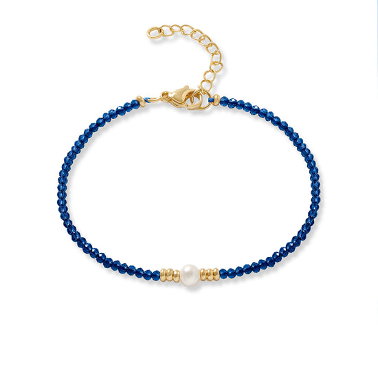 Clara fine blue spinel bracelet with central cultured freshwater pearl