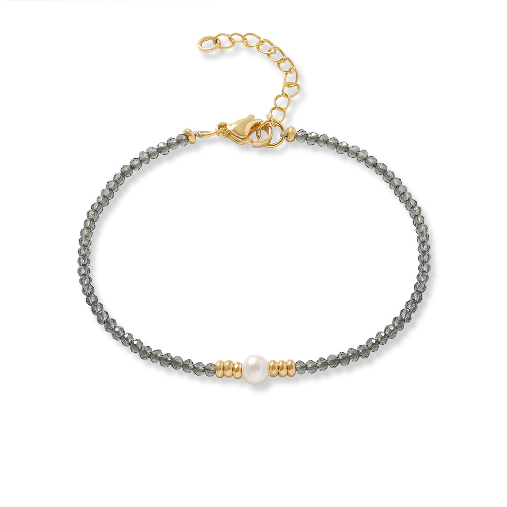 Clara fine grey spinel bracelet with central cultured freshwater pearl