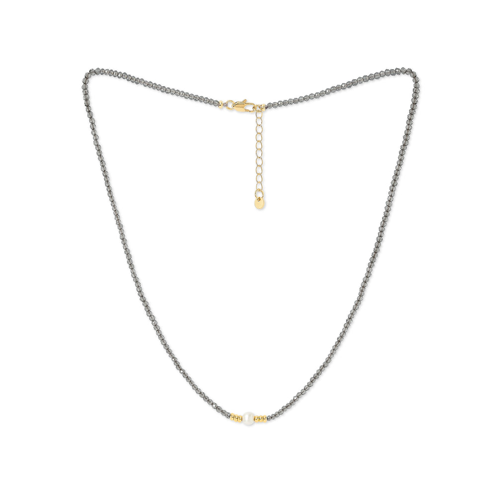 Clara fine grey spinel necklace with central cultured freshwater pearl