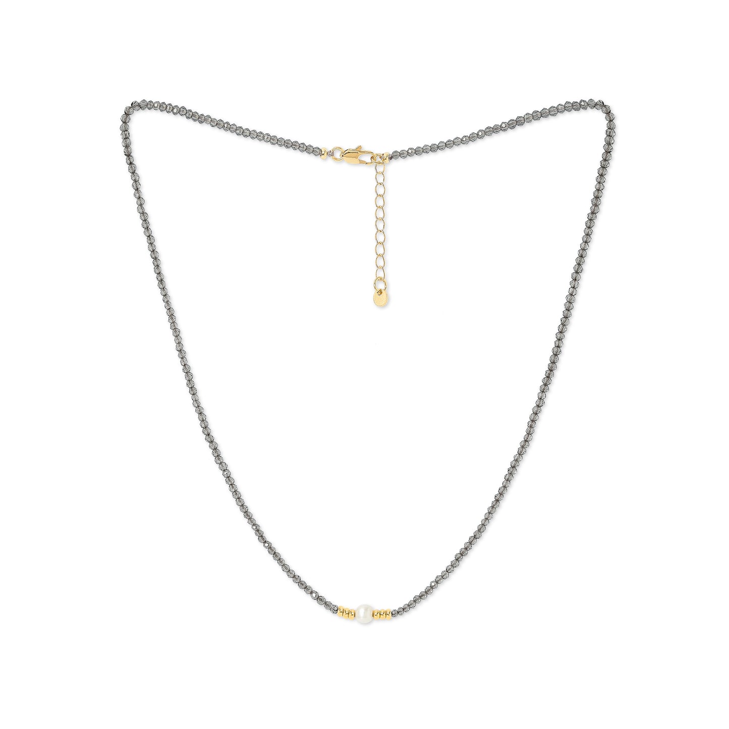 Clara fine grey spinel necklace with central cultured freshwater pearl