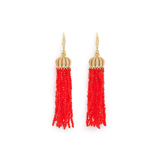 Clara red crystal chandelier drop earrings