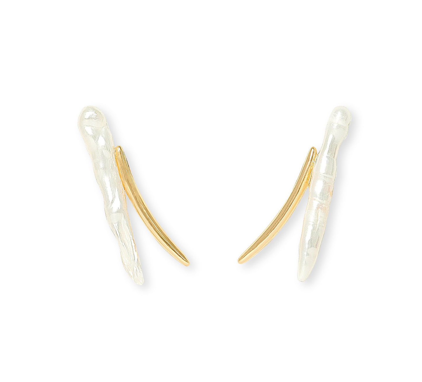 Credo cultured freshwater pearl & gold lightning stud earrings