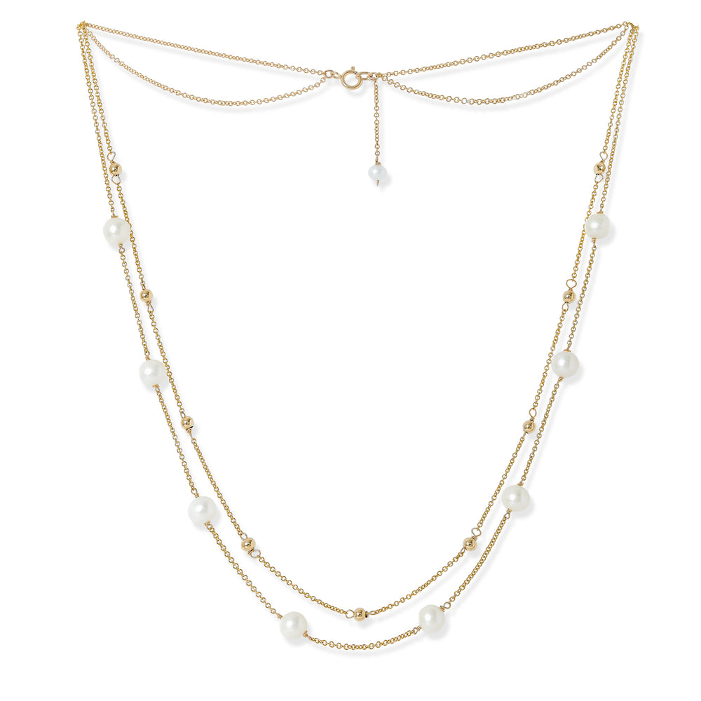 Credo fine double chain necklace with cultured freshwater pearls