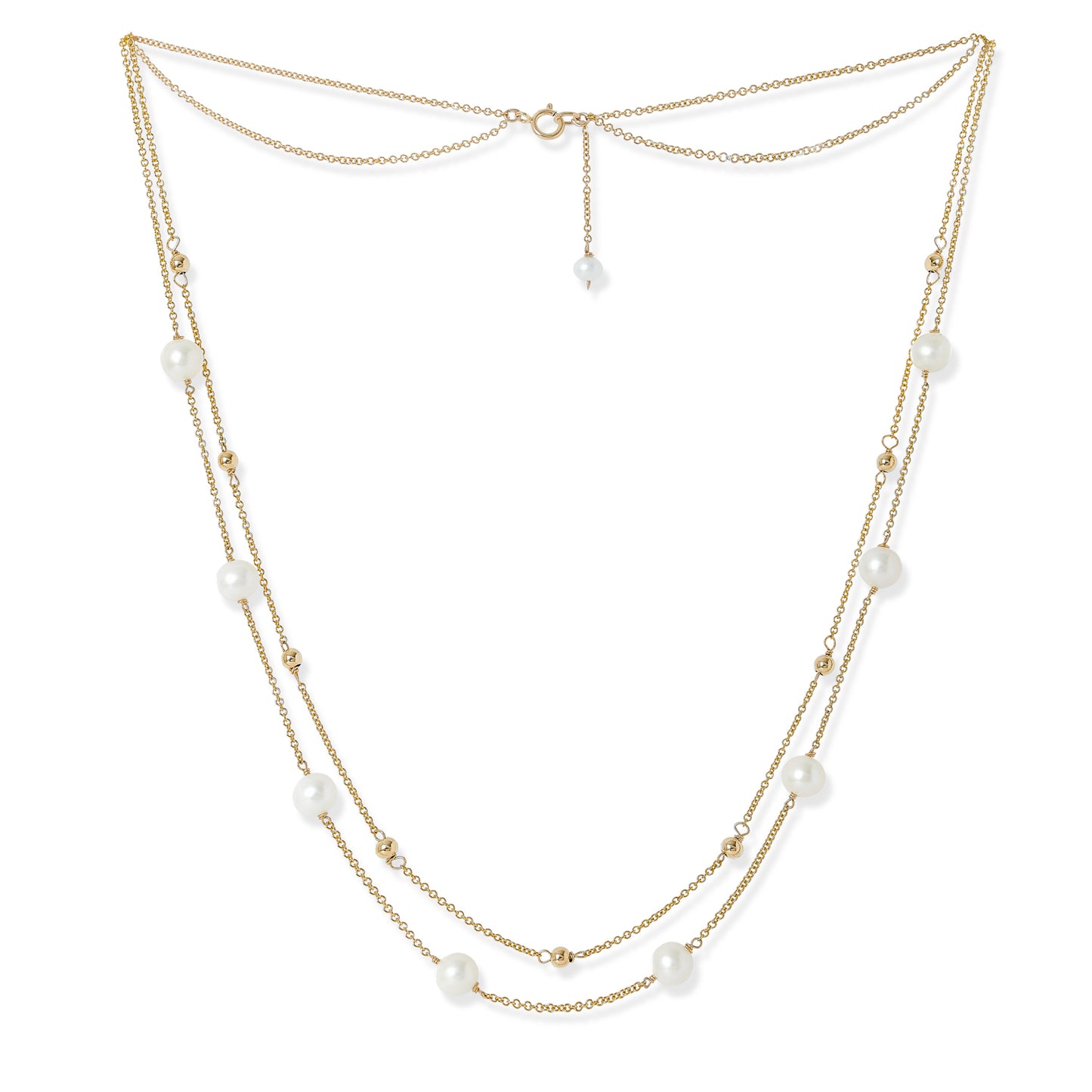 Credo fine double chain necklace with cultured freshwater pearls