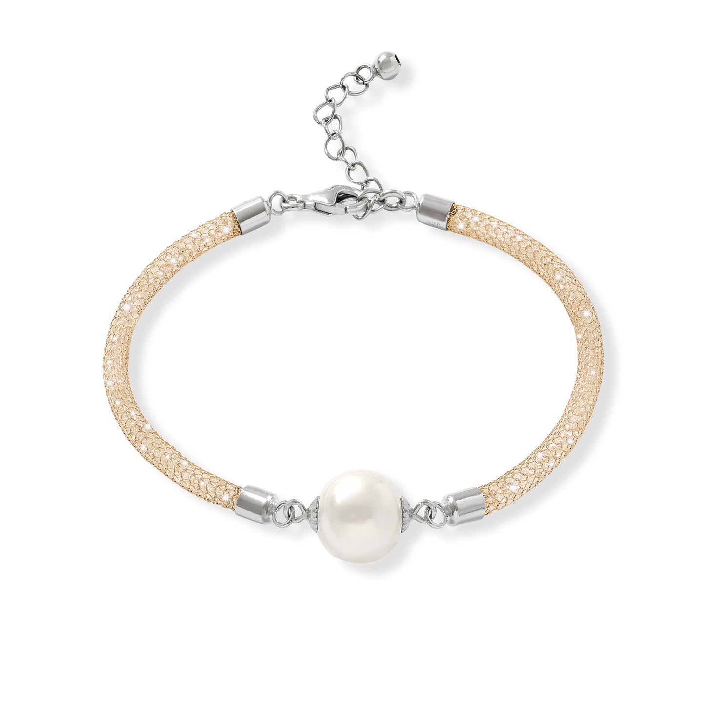 Credo gold mesh crystal bracelet with cultured freshwater pearl