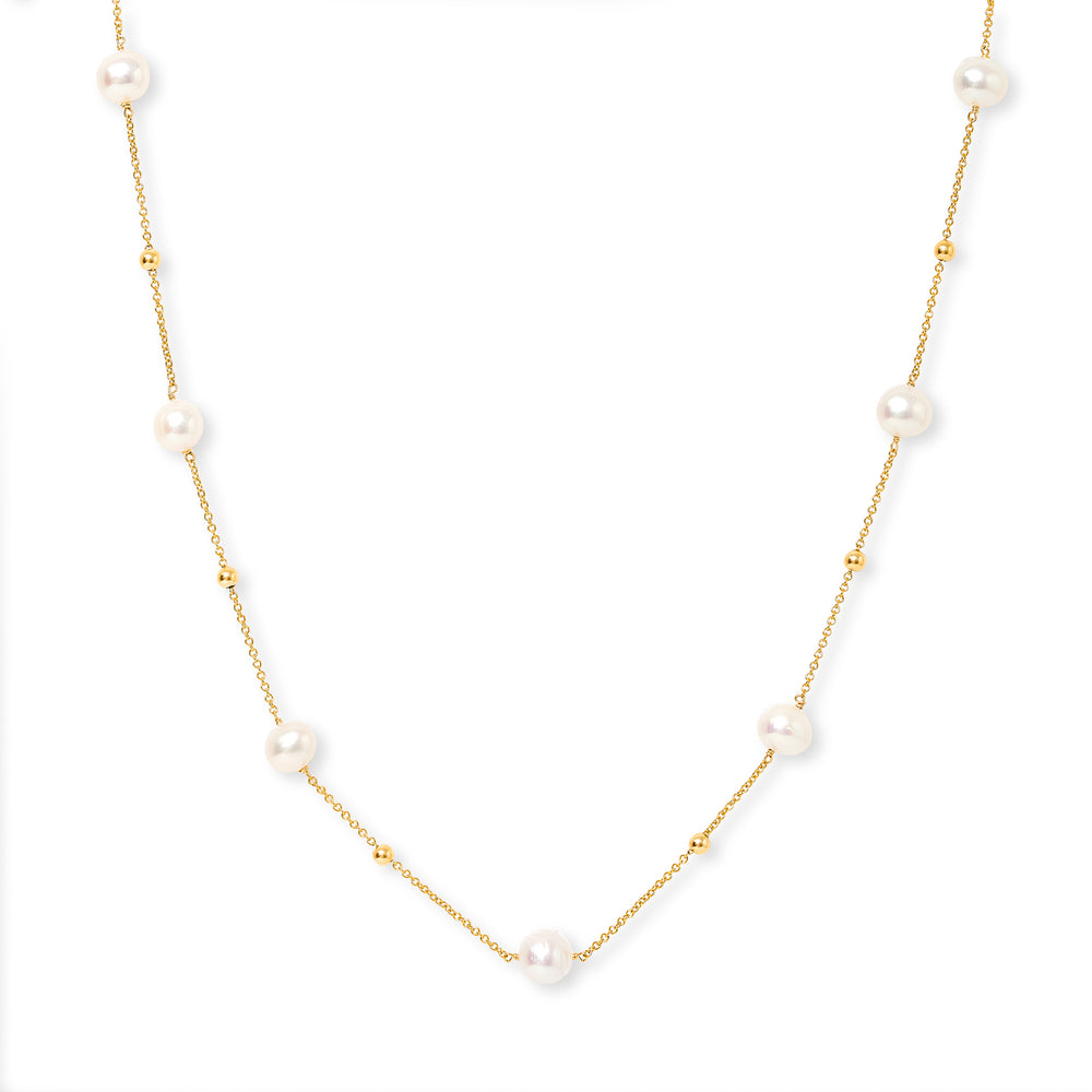 Credo fine chain necklace with cultured freshwater pearls & gold beads