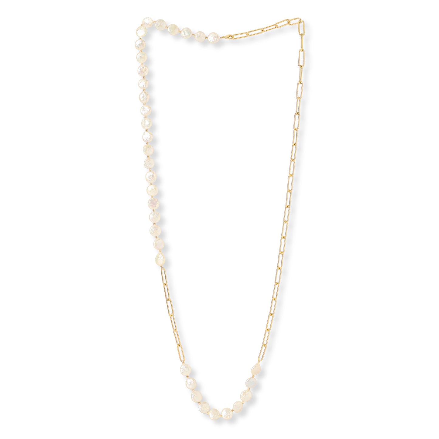 Decus coin pearl necklace with gold plate chain