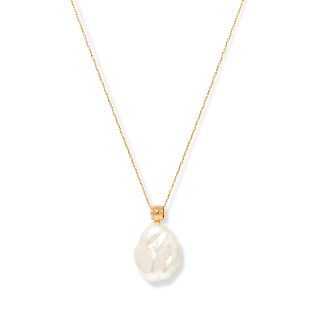 Decus large keishi pearl pendant on fine gold plated sterling silver chain