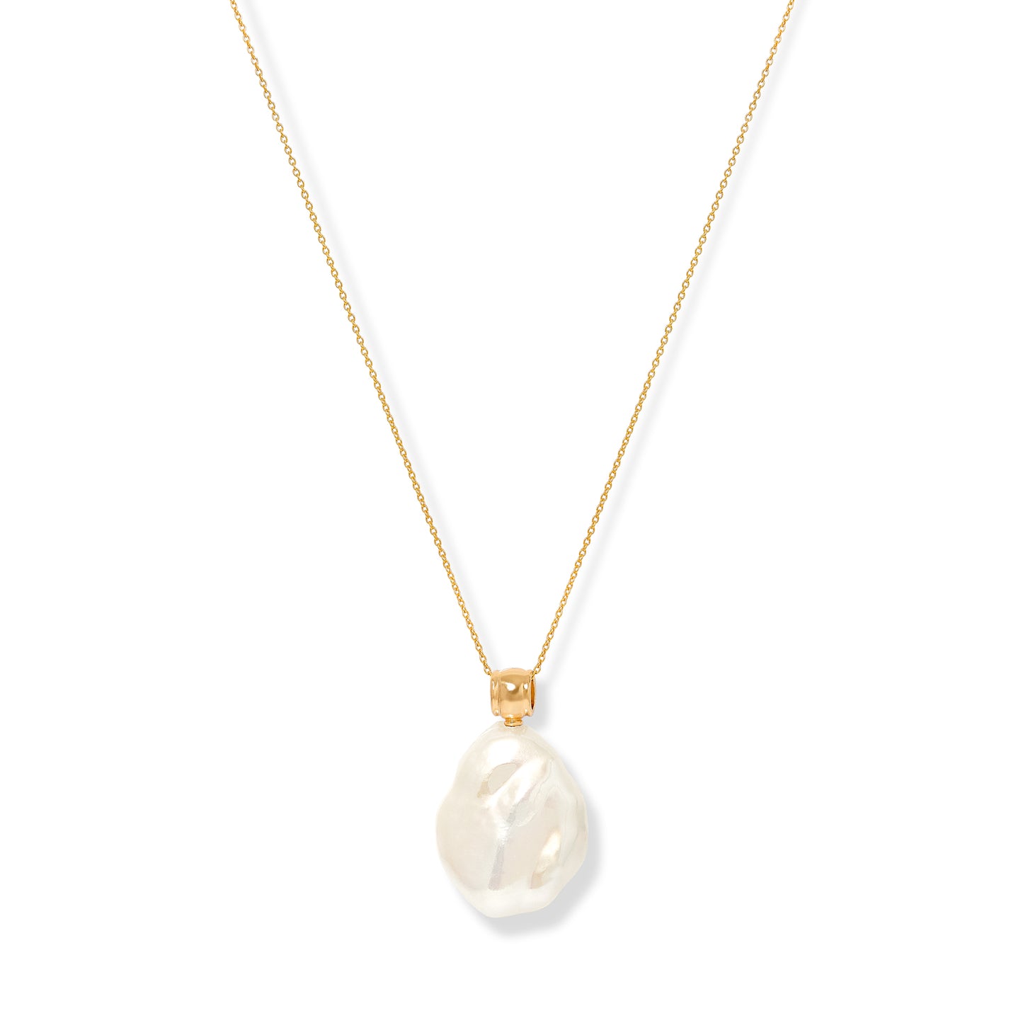 Decus large keishi pearl pendant on fine gold plated sterling silver chain
