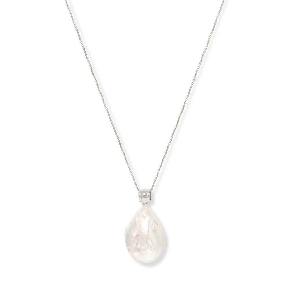 Decus large keishi pearl pendant on fine sterling silver chain