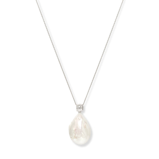 Decus large keishi pearl pendant on fine sterling silver chain