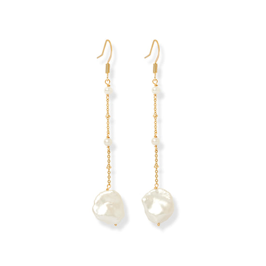 Decus fine chain earrings with keishi pearl drops